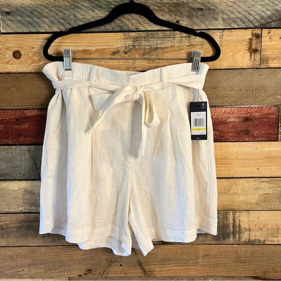 Calvin Klein White Tie Waist Linen Shorts Size Medium - Picture 1 of 9